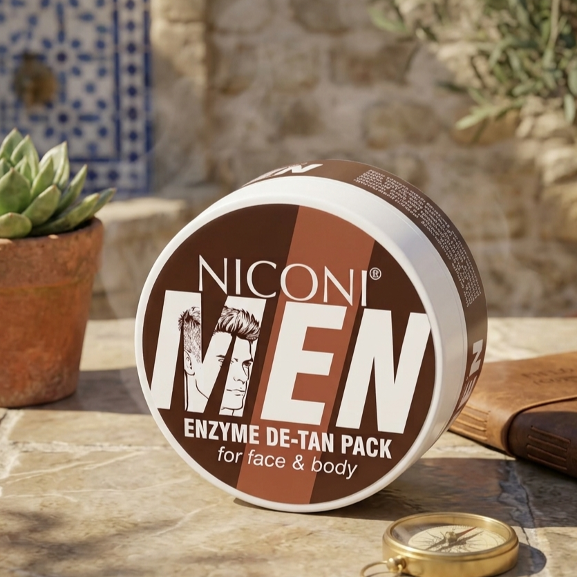 Niconi Men Enzyme De-Tan Pack - Advanced Skincare Facial Pack For Tan Removal Brightening Deep Cleansing - 100g