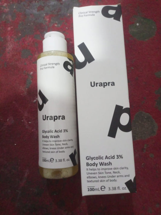 Urapra Glycolic Acid 3% Body Wash – Exfoliating Body Cleanser for Smooth & Brighter Skin l 100ml