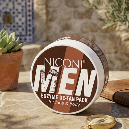 Niconi Men Enzyme De-Tan Pack - Advanced Skincare Facial Pack For Tan Removal Brightening Deep Cleansing - 100g