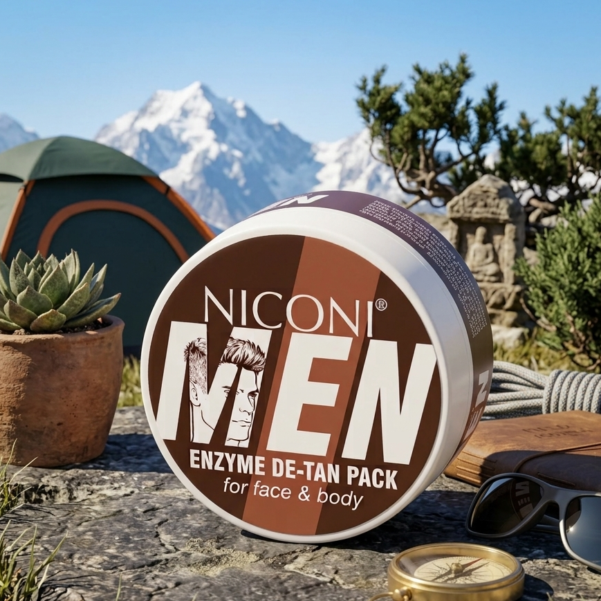 Niconi Men Enzyme De-Tan Pack - Advanced Skincare Facial Pack For Tan Removal Brightening Deep Cleansing - 100g