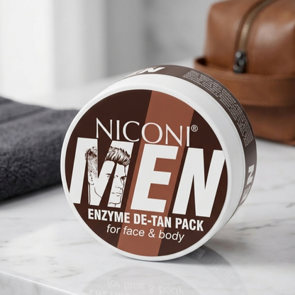 Niconi Men Enzyme De-Tan Pack - Advanced Skincare Facial Pack For Tan Removal Brightening Deep Cleansing - 100g